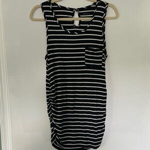 Black and White Striped Maternity Sleeveless Top